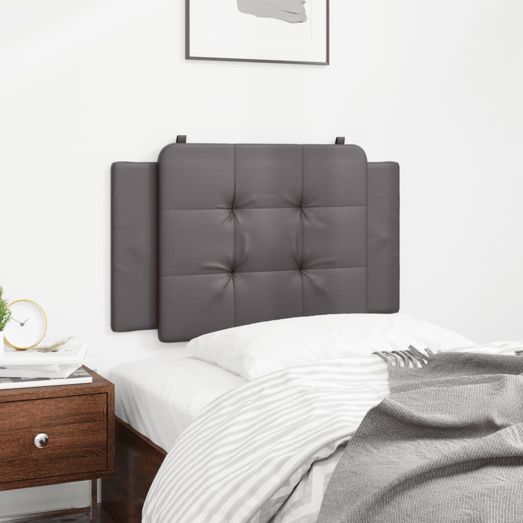 Hoofdbordkussen 90 cm kunstleer grijs
