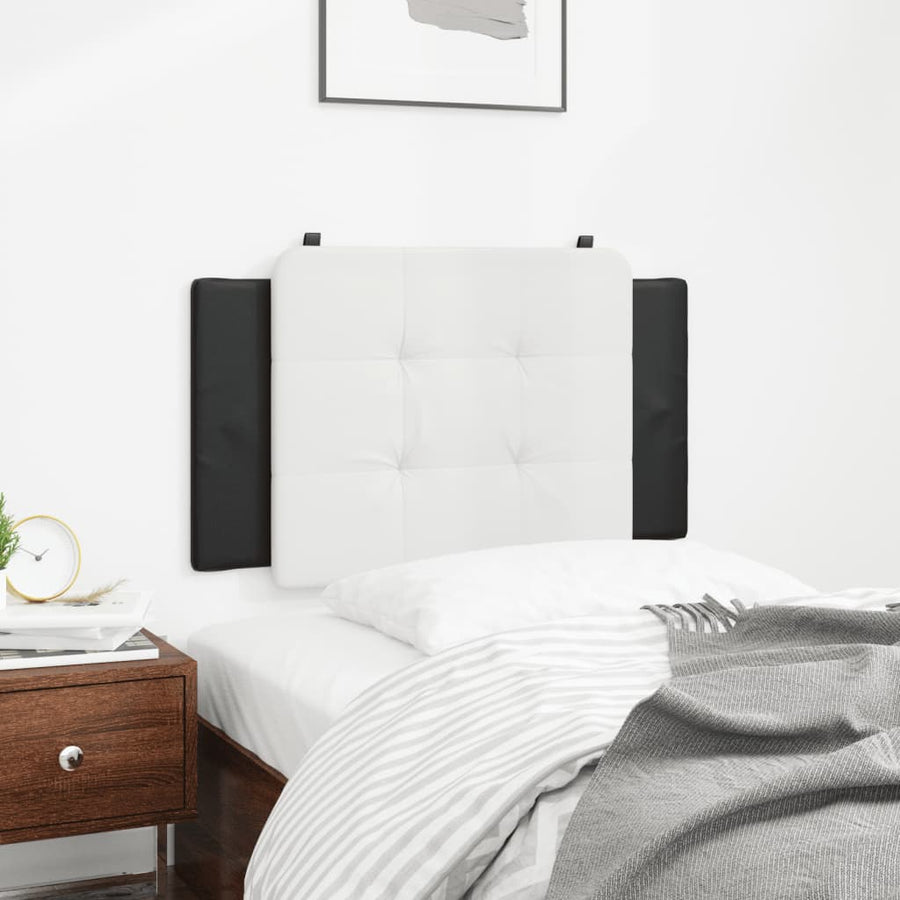 Hoofdbordkussen 90 cm kunstleer wit en zwart