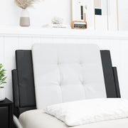 Hoofdbordkussen 90 cm kunstleer wit zwart