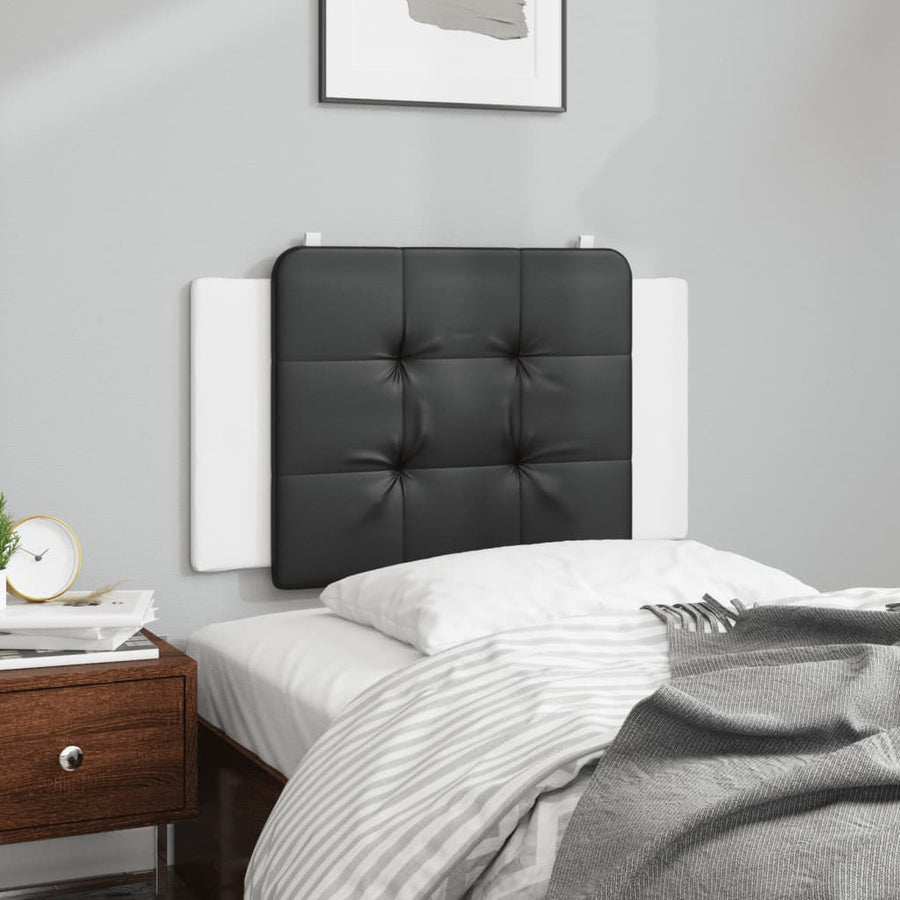 Hoofdbordkussen 90 cm kunstleer zwart en wit
