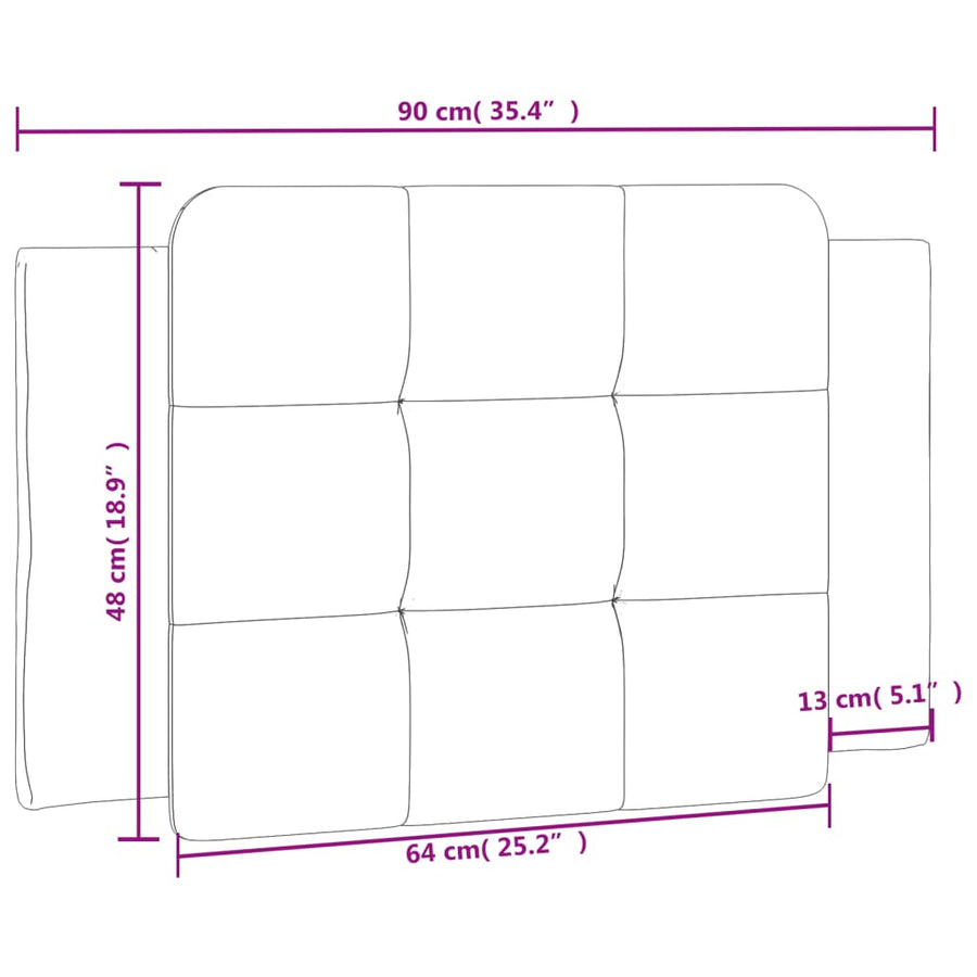 Hoofdbordkussen 90 cm kunstleer zwart en wit