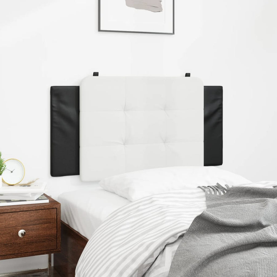 Hoofdbordkussen 100 cm kunstleer wit en zwart