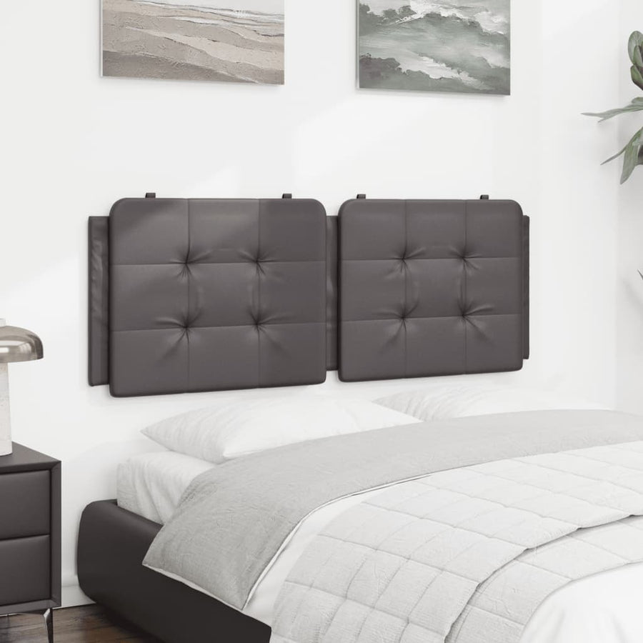 Hoofdbordkussen 120 cm kunstleer grijs