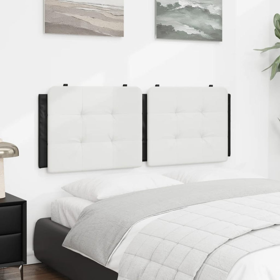 Hoofdbordkussen 120 cm kunstleer wit en zwart