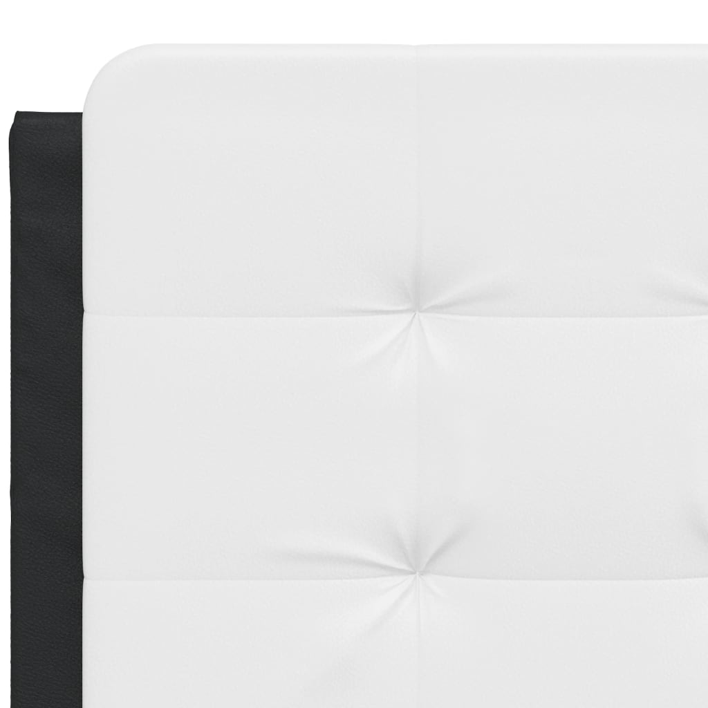 Hoofdbordkussen 120 cm kunstleer wit en zwart