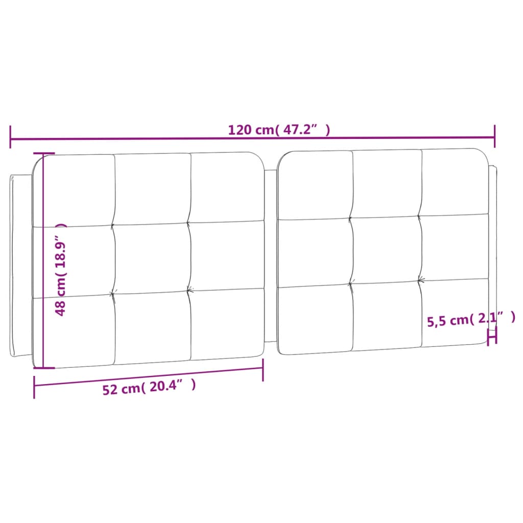 Hoofdbordkussen 120 cm kunstleer wit en zwart