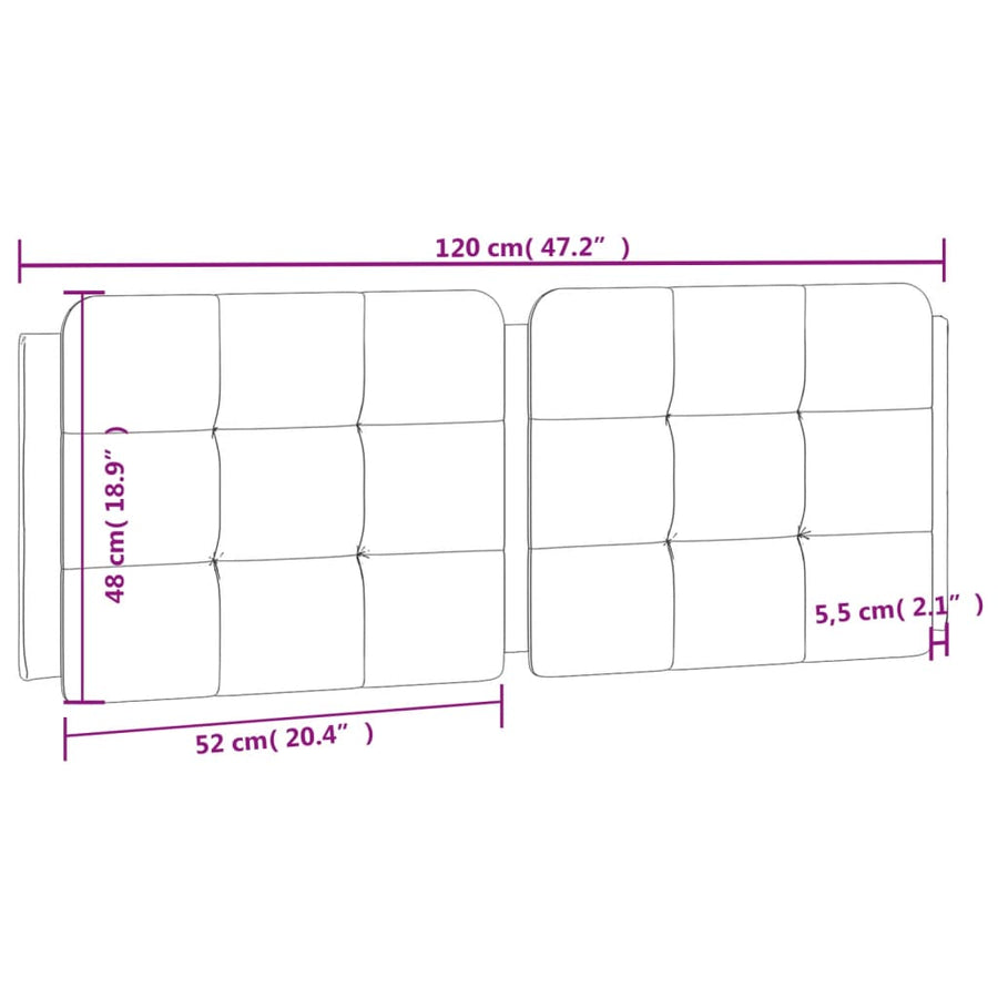 Hoofdbordkussen 120 cm kunstleer wit en zwart