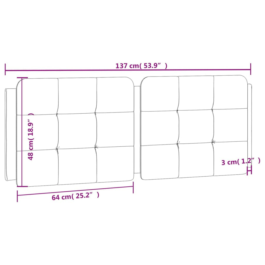 Hoofdbordkussen "Zadar" 137 cm kunstleer wit en zwart