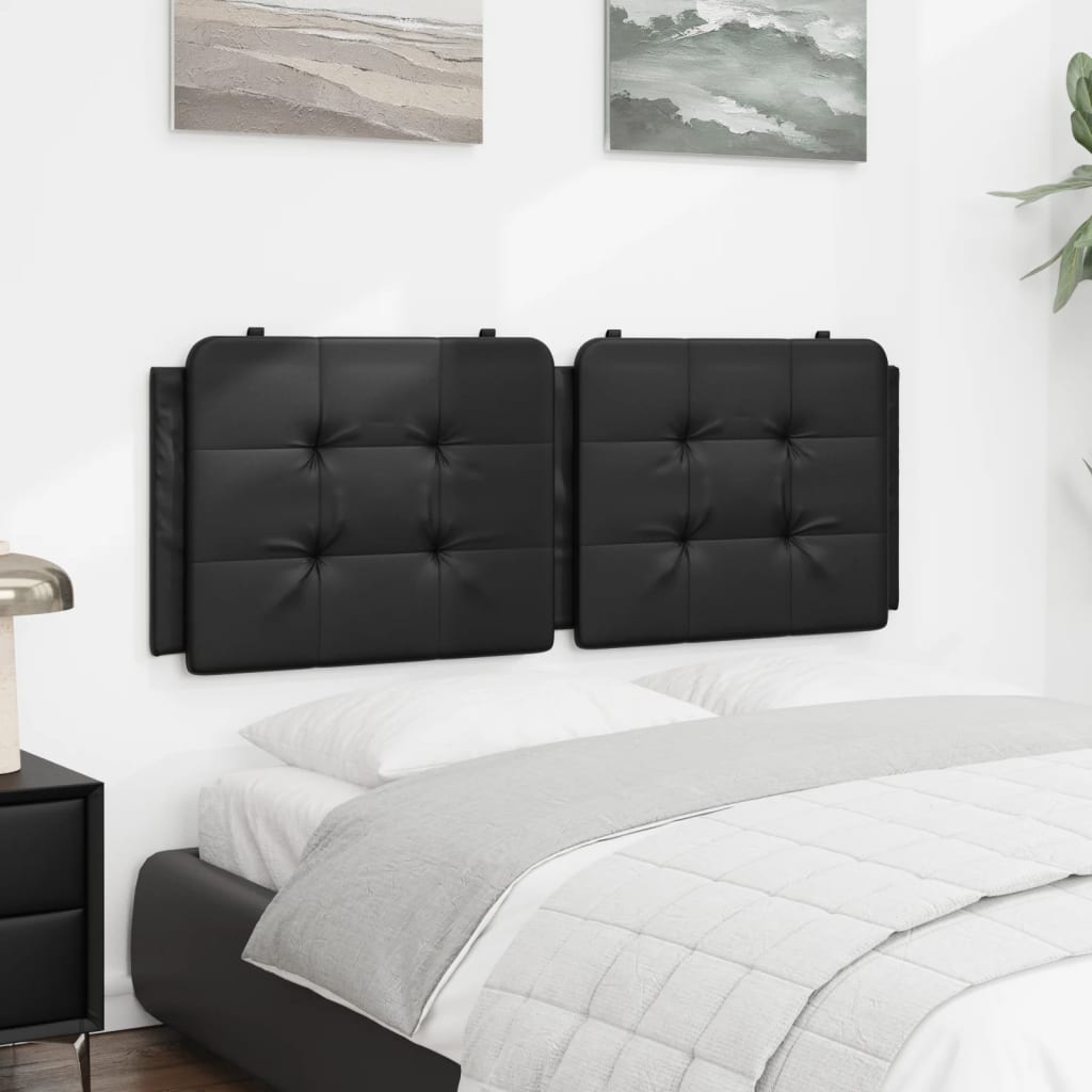 Hoofdbordkussen 140 cm kunstleer zwart