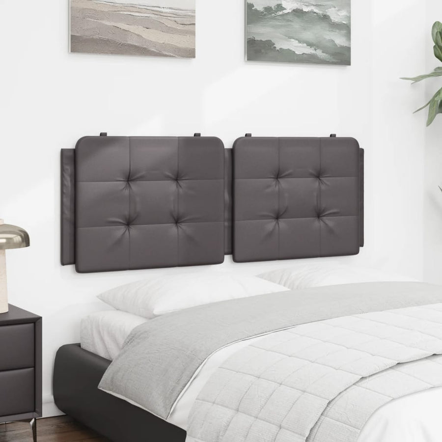 Hoofdbordkussen 140 cm kunstleer grijs