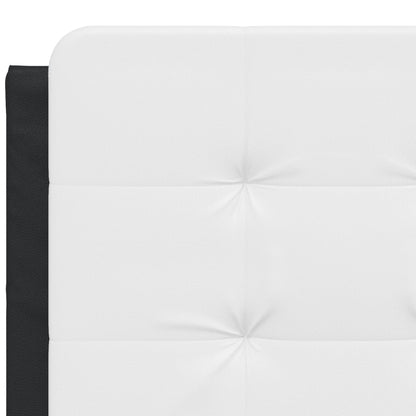 Hoofdbordkussen 140 cm kunstleer wit en zwart