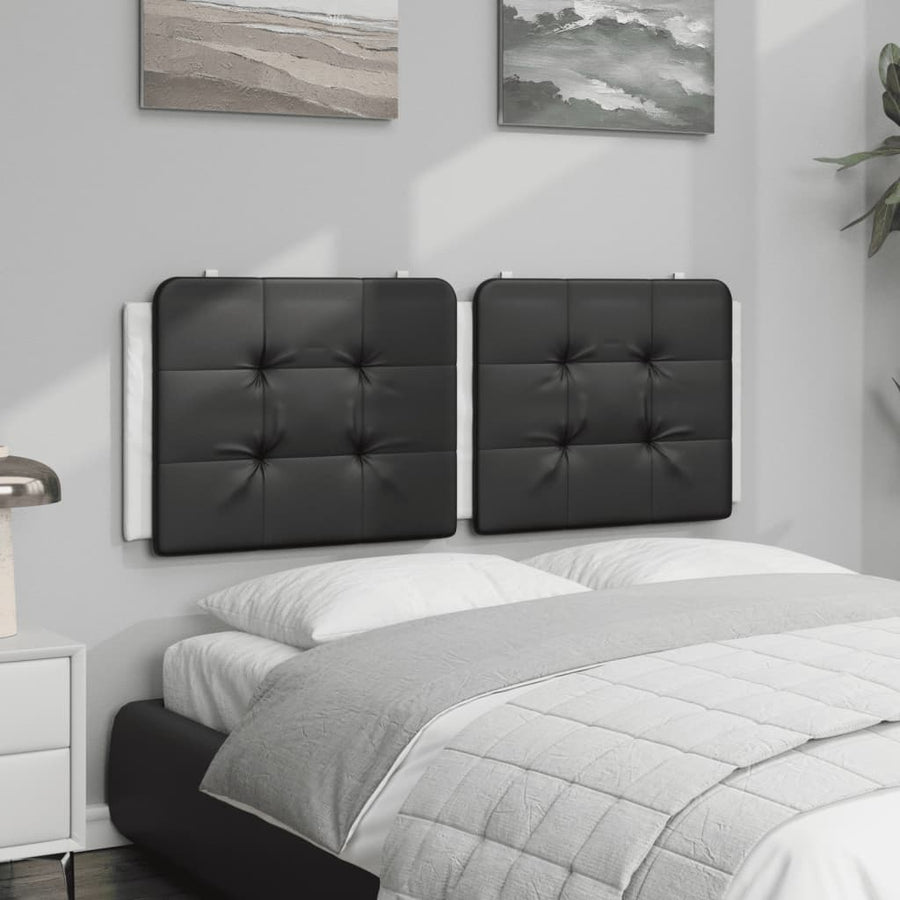 Hoofdbordkussen 140 cm kunstleer zwart en wit