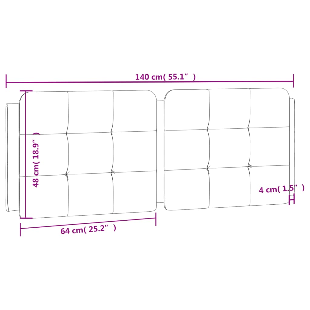 Hoofdbordkussen 140 cm kunstleer zwart en wit