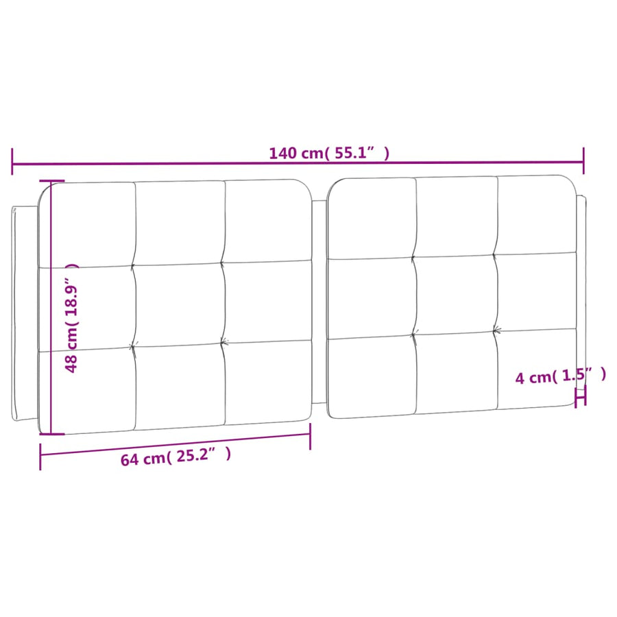 Hoofdbordkussen 140 cm kunstleer zwart en wit