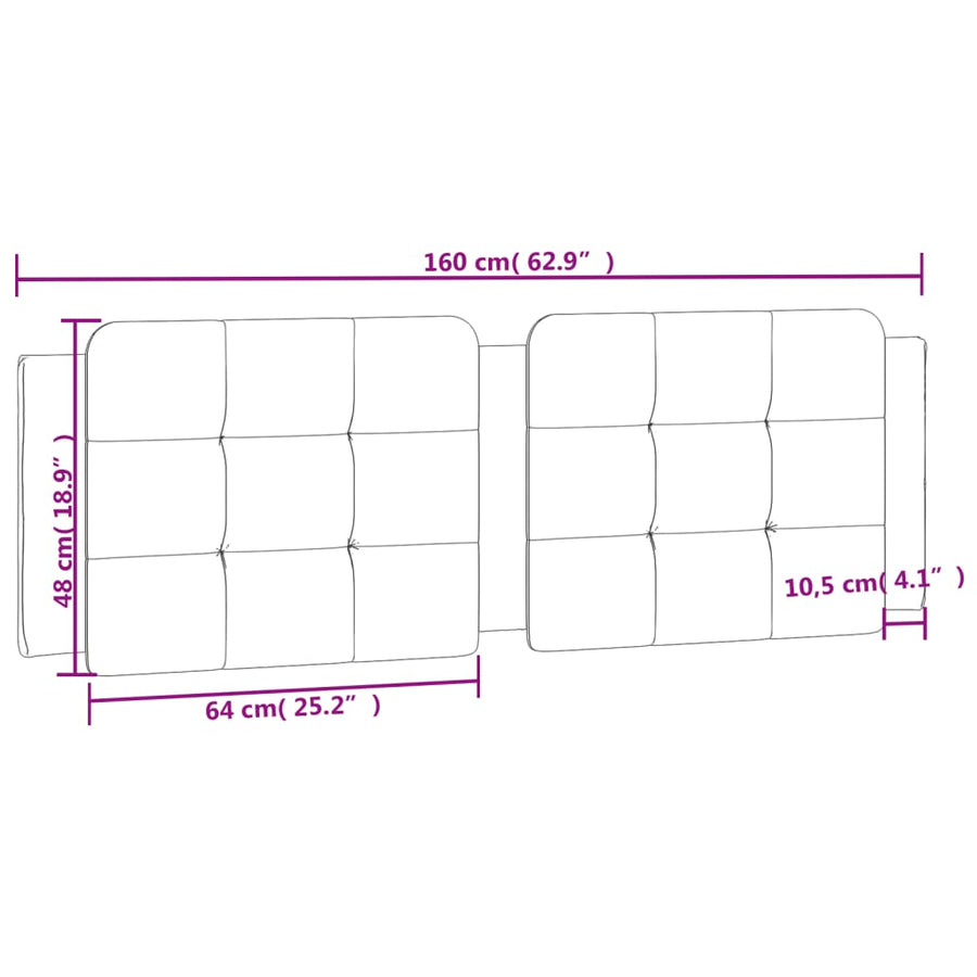 Hoofdbordkussen 160 cm kunstleer grijs