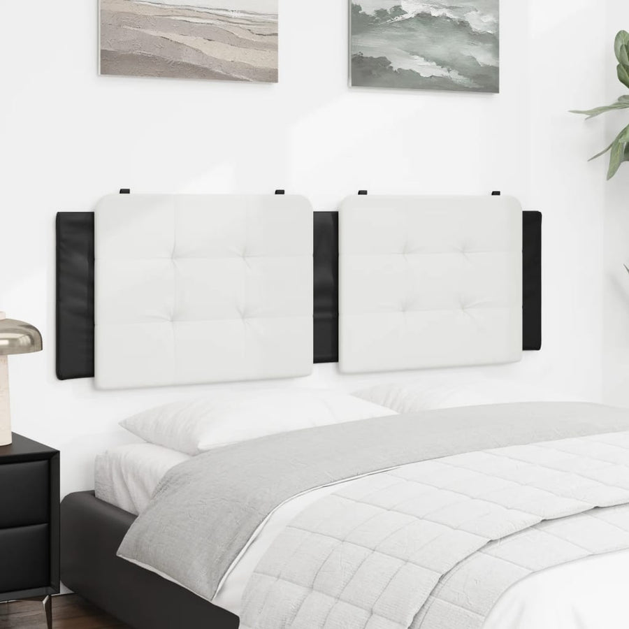 Hoofdbordkussen 160 cm kunstleer wit en zwart