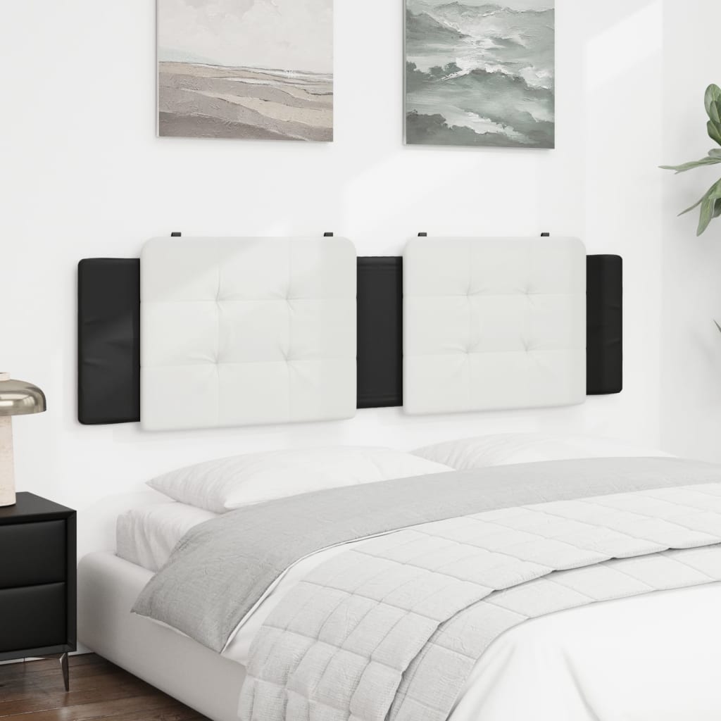 Hoofdbordkussen 180 cm kunstleer wit en zwart