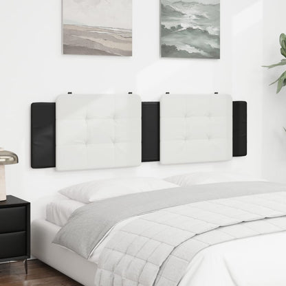 Hoofdbordkussen 180 cm kunstleer wit en zwart