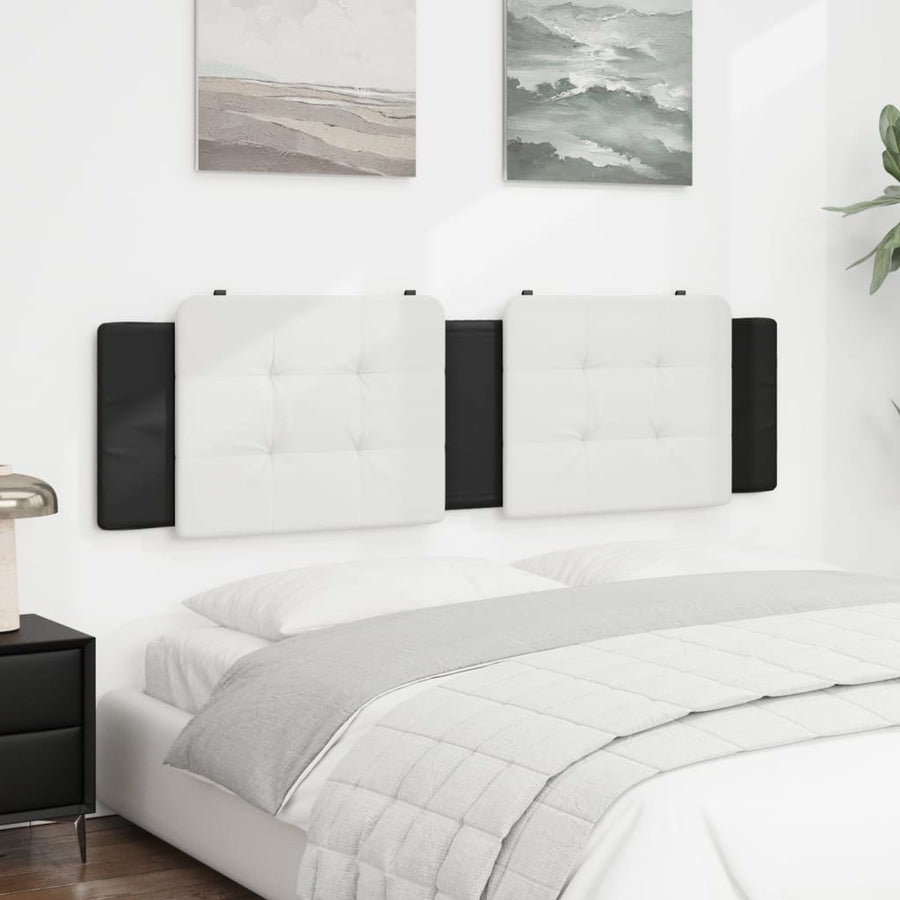Hoofdbordkussen 180 cm kunstleer wit en zwart