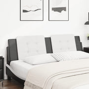 Hoofdbordkussen 180 cm kunstleer wit zwart