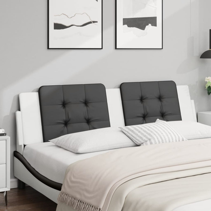 Hoofdbordkussen 180 cm kunstleer zwart en wit