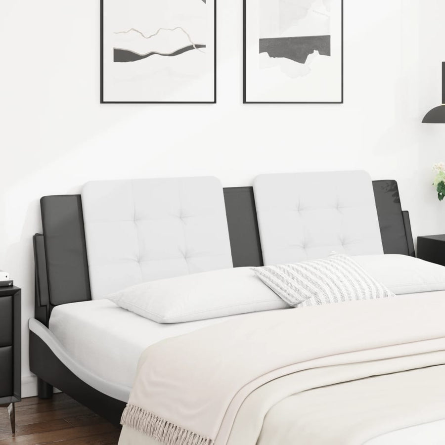 Hoofdbordkussen "Zadar" 183 cm kunstleer wit en zwart