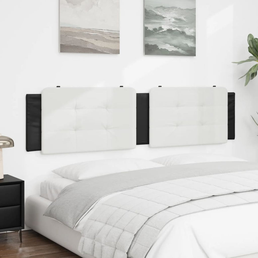 Hoofdbordkussen 200 cm kunstleer wit en zwart