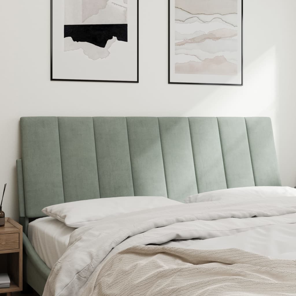 Hoofdbordkussen "Hanko" 137 cm fluweel lichtgrijs