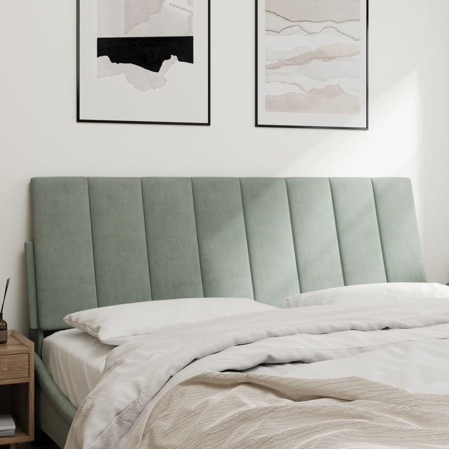 Hoofdbordkussen "Hanko" 137 cm fluweel lichtgrijs