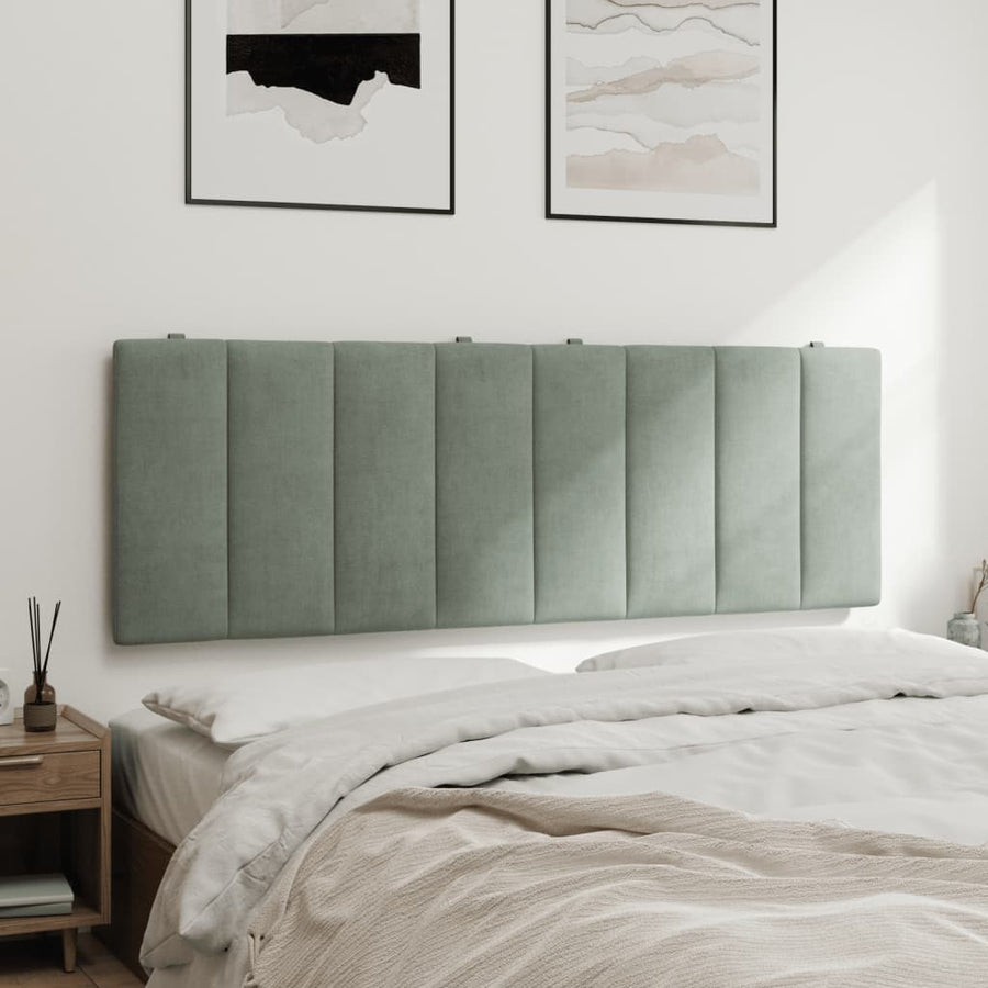 Hoofdbordkussen "Hanko" 137 cm fluweel lichtgrijs
