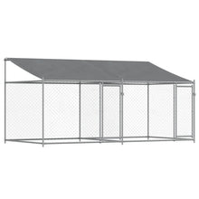 Hondenhok Met Dak En Deuren Gegalvaniseerd Staal Grijs 4 x 2 x 2 m 2 deuren