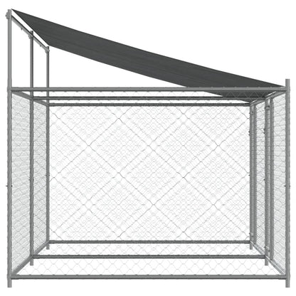 Hondenhok Met Dak En Deuren Gegalvaniseerd Staal Grijs 4 x 2 x 2 m 2 deuren