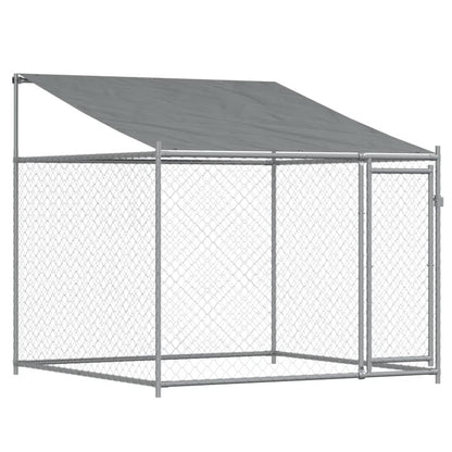 Hondenhok Met Dak En Deuren Gegalvaniseerd Staal Grijs 4 x 2 x 2 m 2 deuren