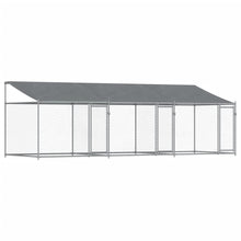 Hondenhok Met Dak En Deuren Gegalvaniseerd Staal Grijs 6 x 2 x 2 m 3 deuren