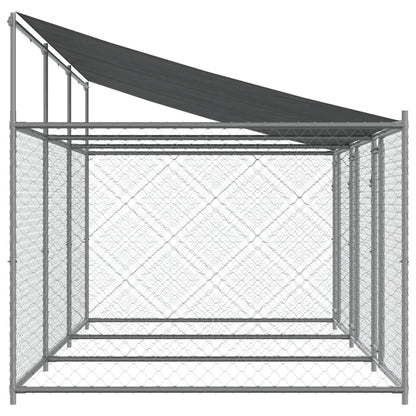 Hondenhok Met Dak En Deuren Gegalvaniseerd Staal Grijs 6 x 2 x 2 m 3 deuren