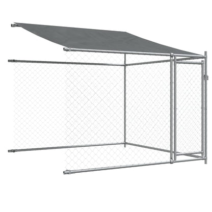 Hondenhok Met Dak En Deuren Gegalvaniseerd Staal Grijs 6 x 2 x 2 m 3 deuren