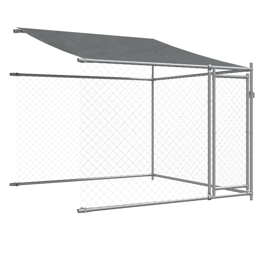 Hondenhok Met Dak En Deuren Gegalvaniseerd Staal Grijs 6 x 2 x 2 m 3 deuren