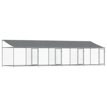 Hondenhok Met Dak En Deuren Gegalvaniseerd Staal Grijs 8 x 2 x 2 m 3 deuren
