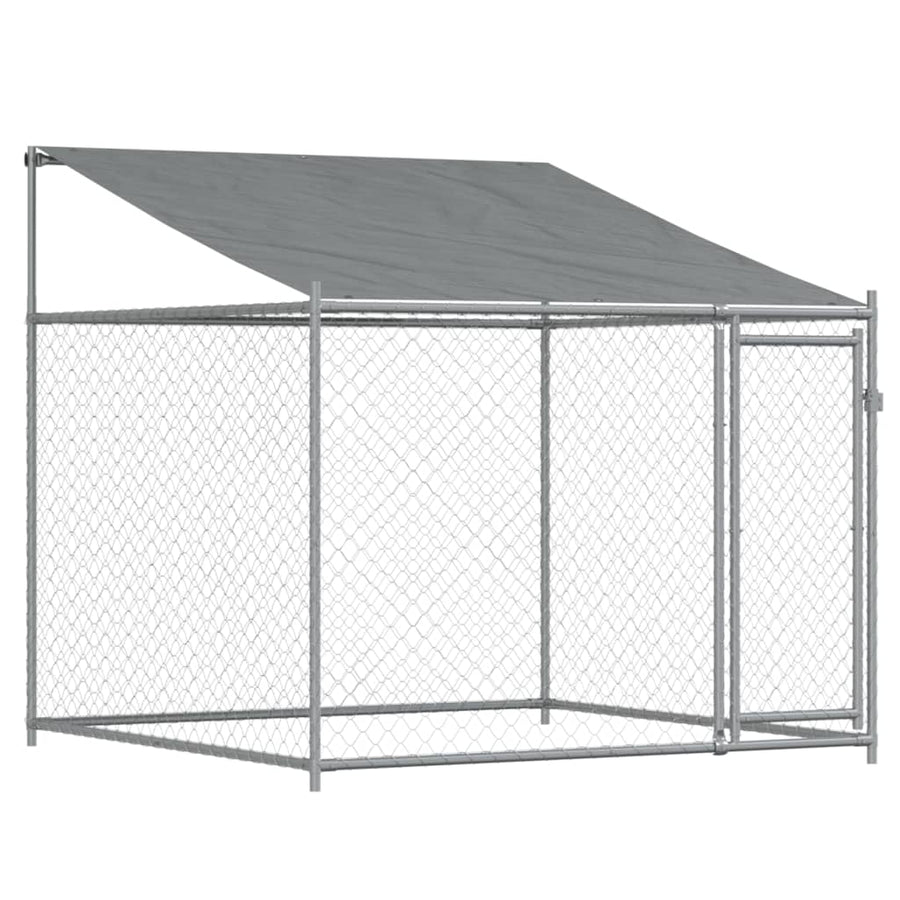 Hondenhok Met Dak En Deuren Gegalvaniseerd Staal Grijs 8 x 2 x 2 m 3 deuren