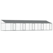 Hondenhok Met Dak En Deuren Gegalvaniseerd Staal Grijs 10 x 2 x 2 m 5 doors