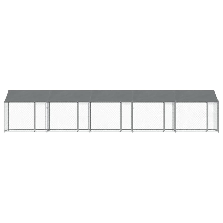 Hondenhok Met Dak En Deuren Gegalvaniseerd Staal Grijs 10 x 2 x 2 m 5 doors