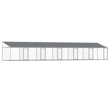 Hondenhok Met Dak En Deuren Gegalvaniseerd Staal Grijs 12 x 2 x 2 m 6 deuren