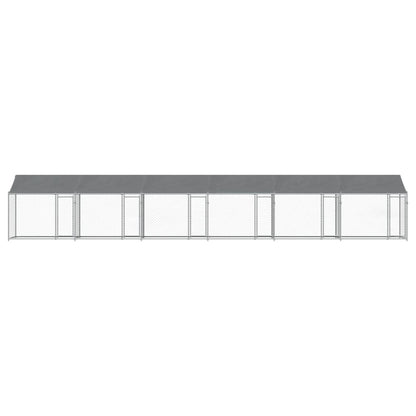 Hondenhok Met Dak En Deuren Gegalvaniseerd Staal Grijs 12 x 2 x 2 m 6 deuren