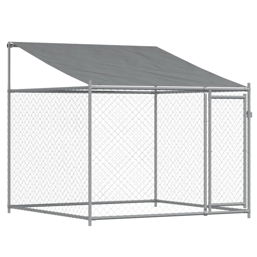 Hondenhok Met Dak En Deuren Gegalvaniseerd Staal Grijs 12 x 2 x 2 m 6 deuren