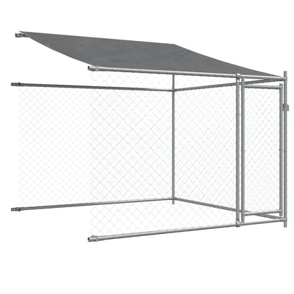 Hondenhok Met Dak En Deuren Gegalvaniseerd Staal Grijs 12 x 2 x 2 m 6 deuren