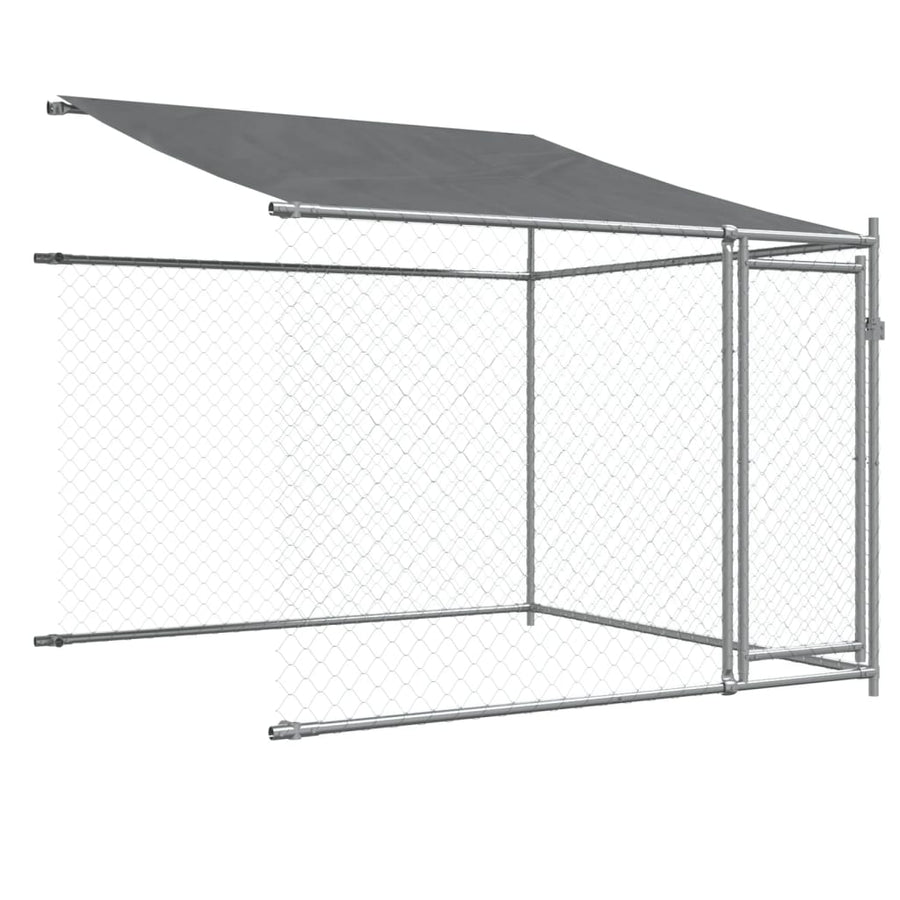 Hondenhok Met Dak En Deuren Gegalvaniseerd Staal Grijs 12 x 2 x 2 m 6 deuren