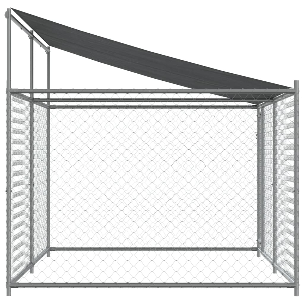 Hondenhok Met Dak En Deur Gegalvaniseerd Staal Grijs 4 x 2 x 2 m 1 deur