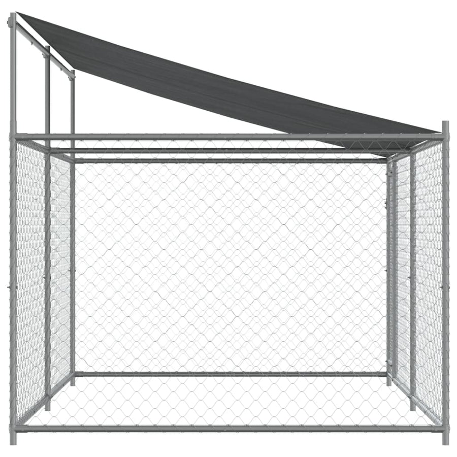Hondenhok Met Dak En Deur Gegalvaniseerd Staal Grijs 4 x 2 x 2 m 1 deur