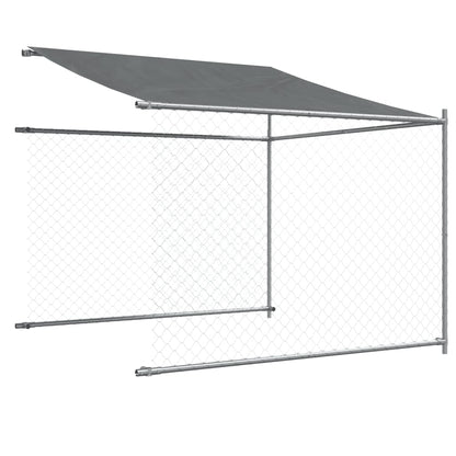 Hondenhok Met Dak En Deur Gegalvaniseerd Staal Grijs 4 x 2 x 2 m 1 deur