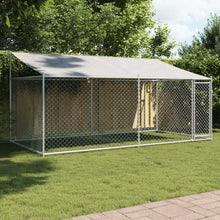 Hondenhok Met Dak En Deur Gegalvaniseerd Staal Grijs 4 x 2 x 2 m 1 deur